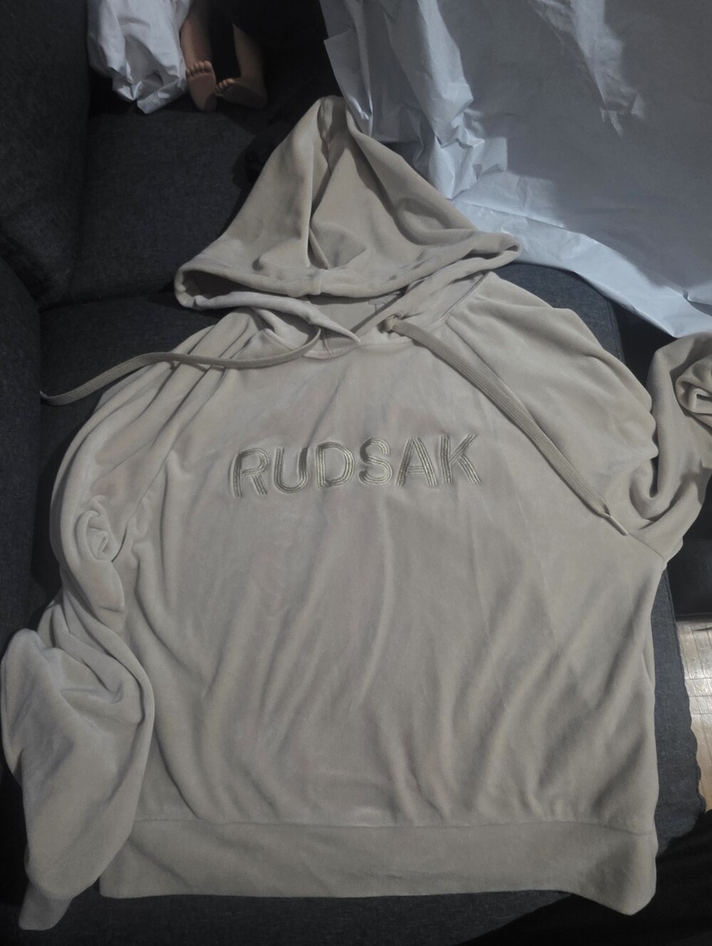 RUDSAK Hooded Zip-Up Sweater in Beige